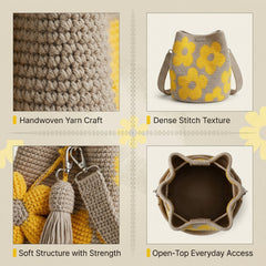 🏆 Promotion 49% OFF🧵🌸Handmade Crochet Flower Tote 🌼✨