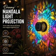 🔥This Week's Special Price £12 !!!🌞💡Solar Mandala Wall Light Outdoor Garden Fence Projector Lamp Patio Ambient Decor✨