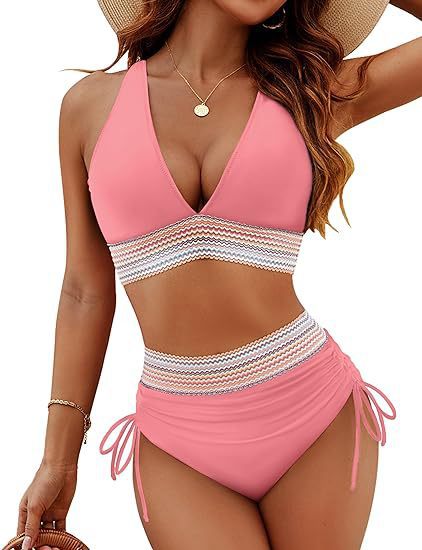 🔥Summer Sale 49% OFF💥👙High Waisted Tummy Control Color Block Bikini Sets