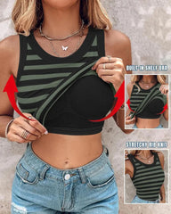 💖Last Day Special Price £13.99!!💖Ribbed Stretchy Tank Top with Shelf Bra