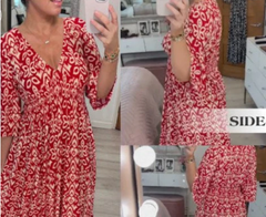 🔥LAST DAY SALE 60% OFF🌷Bohemian Casual Print V-neck Shirred Waist Long Dress