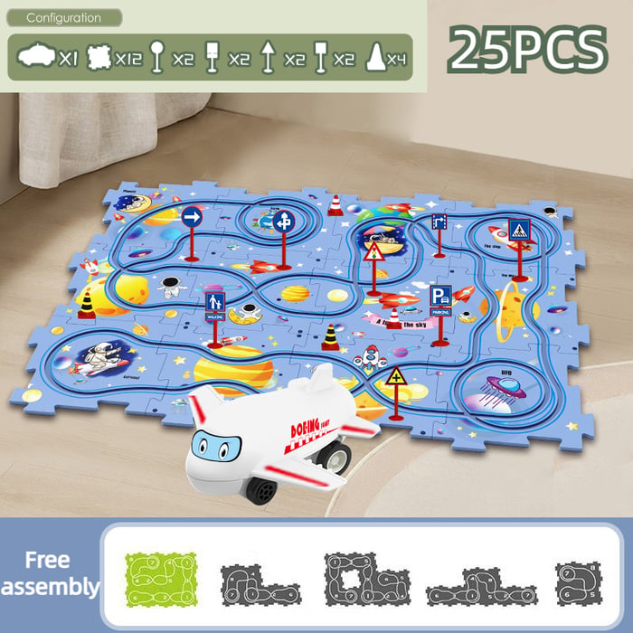 🚀Children's Educational Puzzle Track Car Play Set🚗