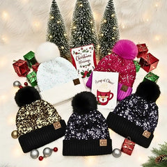 🧣🧢New Year Hot Sale 49% OFF - 💃🏼🌟C.C Sequin Fur Pom Beanie