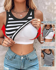 💖Last Day Special Price £13.99!!💖Ribbed Stretchy Tank Top with Shelf Bra