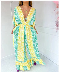 🤩Clearance Sale-50% OFF💃V-neck Leopard Print Loose Wide Leg Dress Pants