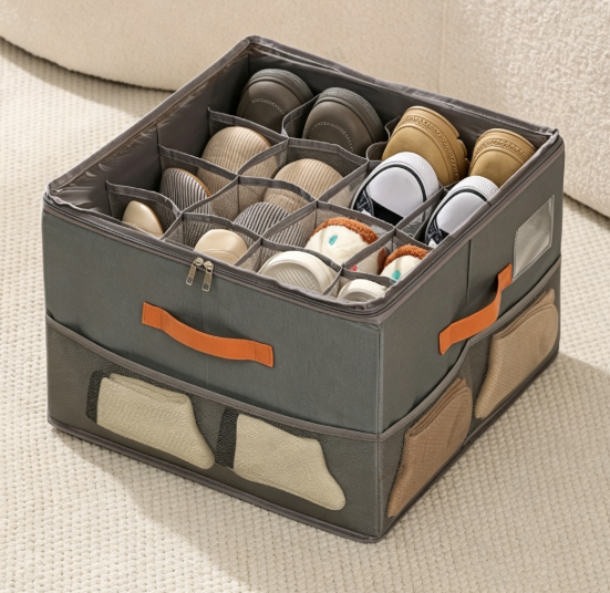 🌸LAST DAY SPECIAL PRICE!!👟 Fabric Shoe Organizer Storage Box – Foldable, Large Capacity, Dustproof & Breathable for Closet & Bedroom 🧺✨