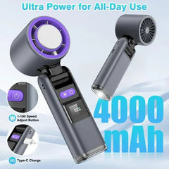 🌞Summer Hot Sale 50% OFF Ends Tonight❄️Multifunction Portable Handheld Turbo Ice-Cooling Fan | AC-Like Gel Pad Tech, 5 Gears