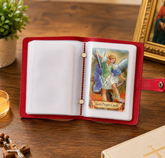 💥Last Day Special Sale 49% OFF👚✝️ Catholic Genuine Leather Holy Card Holder – Pocket Prayer Card Organizer with Snap Closure