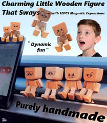 🎉NEW YEAR SALE £7.99!!🔥Charming Little Wooden Figure That Sways with 12PCS Magnetic Expressions🔥