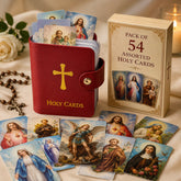 💥Last Day Special Sale 49% OFF👚✝️ Catholic Genuine Leather Holy Card Holder – Pocket Prayer Card Organizer with Snap Closure