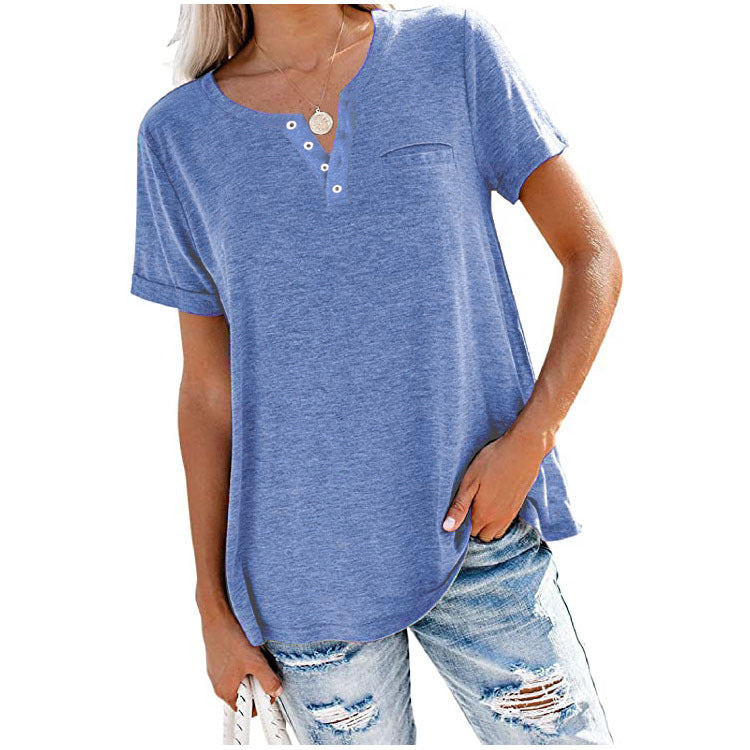 🔥Clearance Sale💖Fashion Solid Color Pocket Short Sleeve T-Shirt