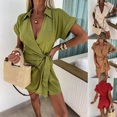 💥Last Day Special Sale 49% OFF ☀Women's Cotton Linen Sexy V Neck Romper