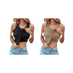 💖Last Day Special Price £13.99!!💖Ribbed Stretchy Tank Top with Shelf Bra