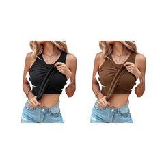 💖Last Day Special Price £13.99!!💖Ribbed Stretchy Tank Top with Shelf Bra