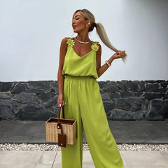 🏝️Summer Sale-50% Off💖Women's Sleeveless Wide Leg Jumpsuit