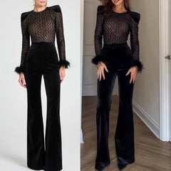🔥2025 Hot Sale - 49% OFF💃Women’s Belted Flare Jumpsuit with Long Sleeves