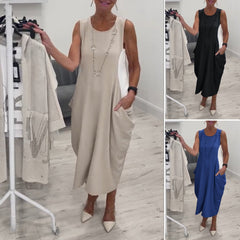 Simple Sleeveless Dress with Pockets