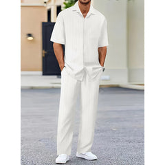 🌼HOT SALE 50% OFF🌼 Fliwos Men's Collared Top & Drawstring Pants Set