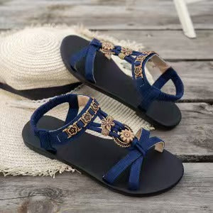 🎁 New Arrival 50% OFF 💥 Women's Round-Toe Flat Breathable Sandals – Soft, Cushioned & Perfect for Summer Days & Holidays 🌸✨