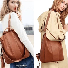 【Perfect Gift Choice】PU Leather Ladies' Anti-theft Backpack