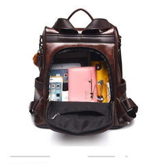 Women's Large Capacity Soft Leather Casual Backpack
