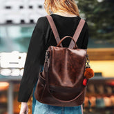 Women's Large Capacity Soft Leather Casual Backpack