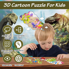 🦖 Final Day: 50% OFF🧩 EDUCATIONAL 3D PUZZLE - 50-Piece Cartoon Dinosaur Set with Vibrant Colors, Develops Creativity & Spatial Thinking for Ages 4+ 🎨✨