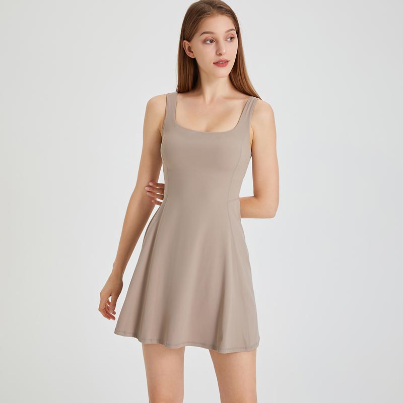 Women’s Casual Yoga Dress with Built-in Bra and Shorts