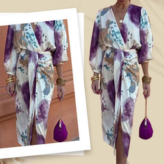 🔥HOT SALE 50% OFF✨Women’s Elegant Watercolor Two-Piece Wrap Dress Set