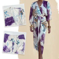 🔥HOT SALE 50% OFF✨Women’s Elegant Watercolor Two-Piece Wrap Dress Set
