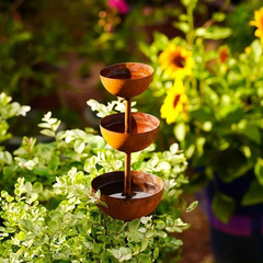 🐦Free Shipping☔️3-Tier Rustic Metal Bird Feeder & Drinker Stake