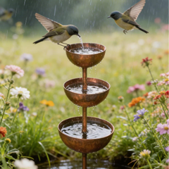 🐦Free Shipping☔️3-Tier Rustic Metal Bird Feeder & Drinker Stake