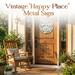 ⏰️Last Day For Free Shipping⌛️Vintage "Happy Place" Metal Sign