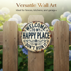 ⏰️Last Day For Free Shipping⌛️Vintage "Happy Place" Metal Sign
