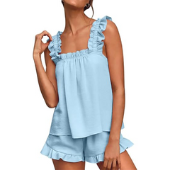 🌹SUMMER HOT SALE-Free Shipping❤️Soft & Comfy Ruffle Trim Pajama Set
