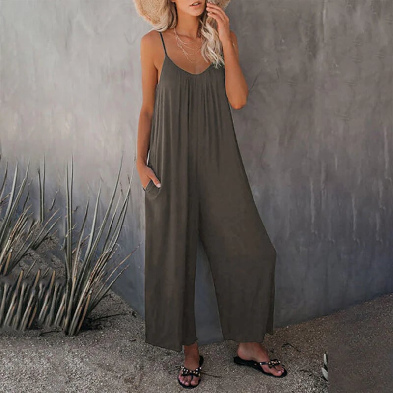 🎁Summer Hot Sale 47% OFF⏳Loose Sleeveless Wide-Leg Jumpsuit with Pockets - Stretchy & Flowy
