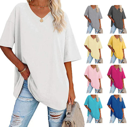 💥Last Day Special Sale 49% OFF👚Women's Summer Half Sleeve Casual Loose Fit Cotton Tunic T-shirt