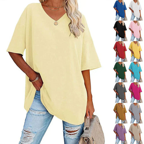 💥Last Day Special Sale 49% OFF👚Women's Summer Half Sleeve Casual Loose Fit Cotton Tunic T-shirt