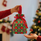 Christmas Velvet Gift Bags, Drawstring Pouches with Handle, Xmas Santa Treat Sacks for Christmas Eve Apple, Candy & Small Gifts