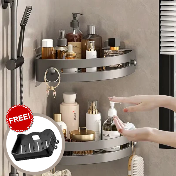 🔥BUY 1 GET 1 FREE + Extra complimentary soap rack!!🔥Non-damage wall waterproof super load-bearing storage shelf
