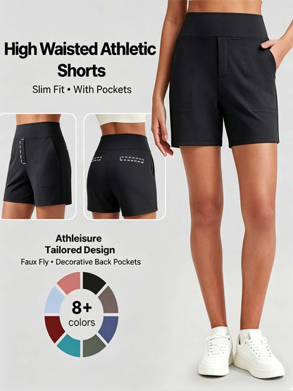 ⏳Last Day Promotion 49% OFF with FREE GIFT🎁✨AuraFit™ Everyday High-Waisted Shorts – Lightweight & Breathable with Functional Pockets 🌿