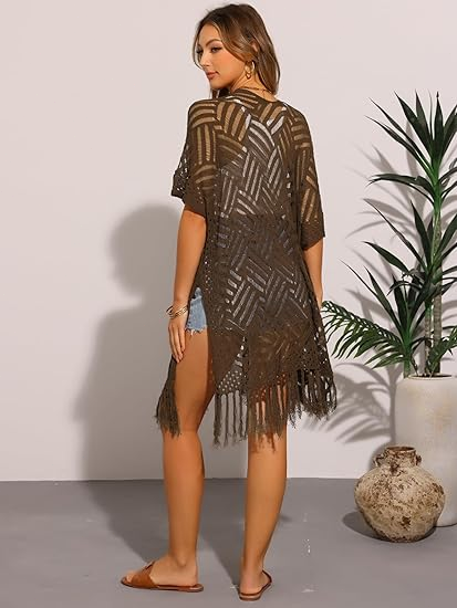💥Buy 2 Get Free Shipping 😍Women’s Oversized Knit Cardigan – Lightweight Crochet Tassel Kimono for Spring & Summer 🌸