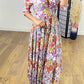 💃Casual floral print V-neck waist wrap long dress