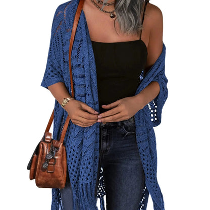 💥Buy 2 Get Free Shipping 😍Women’s Oversized Knit Cardigan – Lightweight Crochet Tassel Kimono for Spring & Summer 🌸