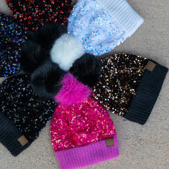 🧣🧢New Year Hot Sale 49% OFF  - 💃🏼🌟C.C Sequin Fur Pom Beanie