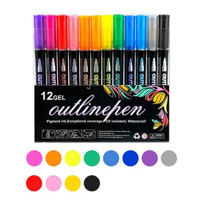 🎄Christmas Flash Sale 49% OFF 🎅Glitter Double Outline Coloring Marker Set🖌️