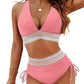 🔥Summer Sale 49% OFF💥👙High Waisted Tummy Control Color Block Bikini Sets