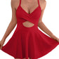 ⏳Last Day Special Sale 49% OFF🩱Women's Cutout One Piece Skirt Swimsuit V Neck Wrap Tie Back Swimdress