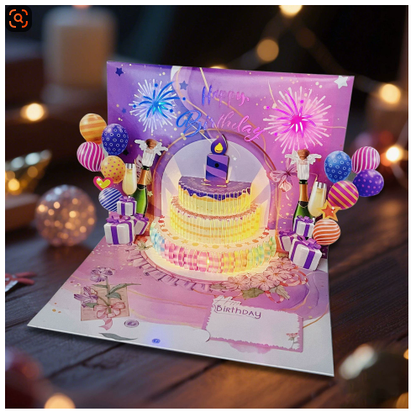 🔥Hot Sale 70% OFF!!🎉3D Pop Up Musical Birthday Card with Lights & Song🎵🎂