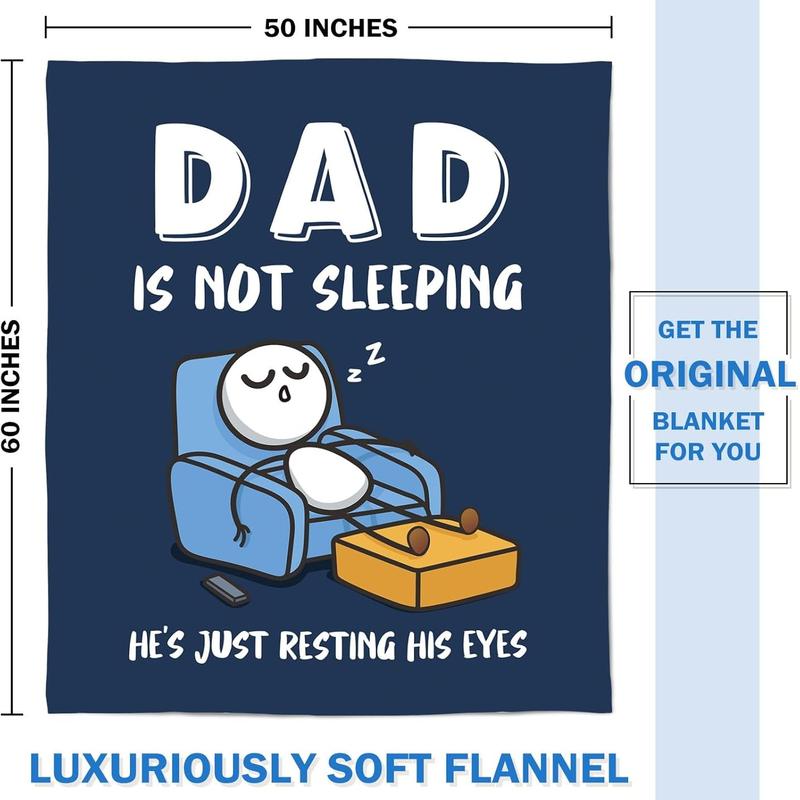 💥 Last Day! Special Sale – Only £9.99 👚“Dad’s Not Sleeping… Just Resting His Eyes” Blanket 🛋️💤  Ultra-Soft, UK-Made Flannel – The Perfect Gift from Kids ❤️